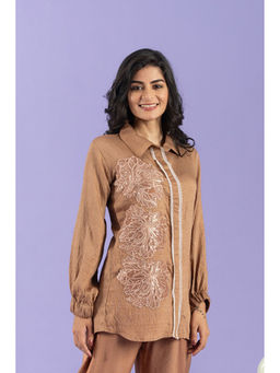 ZNKL - Beige Floral Regular Fit Shirt