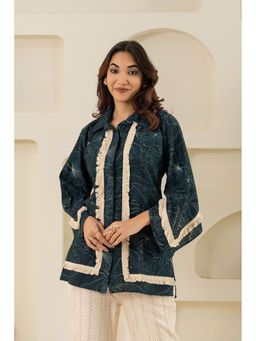 ZNKL - Navy Blue Self Design Regular Fit Top