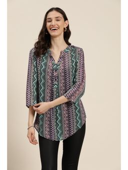 Qurvii - Multi Geometric Print Shirt