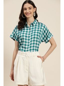Qurvii - Teal Green Plaid Shirt