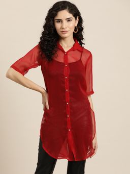 Qurvii - Red Silk Party Shirt