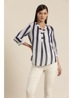 Qurvii - Blue and White Stripe Shirt