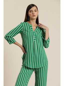 Qurvii - Greenland White Stripe Half Placket Shirt.