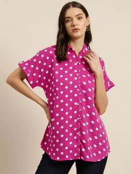 Qurvii - Magenta Polka Dot Resort Shirt
