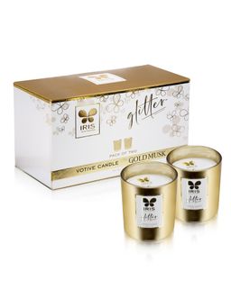 Iris - Gold Glass Votive Pack of 2