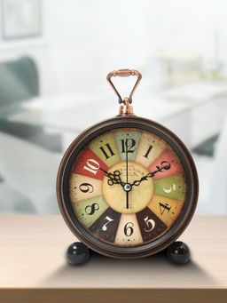 At Home by Nilkamal - Classic Round Table Clock |Set of 1|Size - 5.5 cm x 18 cm|Black