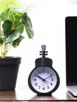At Home by Nilkamal - Violin Table Clock |Set of 1|Size - 9.5 cm x 15 cm|Black