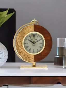 At Home by Nilkamal - Cirque Jali Table Clock (Brown)