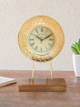 At Home by Nilkamal - Tri-Angle Cutwork Table Clock Stand (Gold)