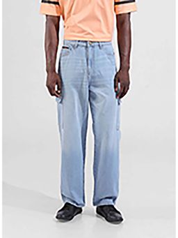 The Indian Garage Co - Blue Solid/Plain Straight Jeans
