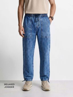 The Indian Garage Co - Blue Solid/Plain Tapered Jogger
