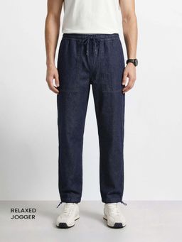 The Indian Garage Co - Blue Solid/Plain Tapered Jogger