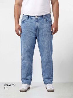 The Indian Garage Co - Blue Solid/Plain Straight Jeans