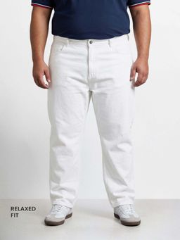 The Indian Garage Co - White Solid/Plain Straight Jeans