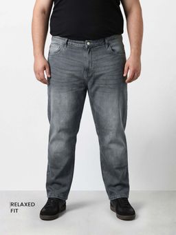 The Indian Garage Co - Grey Solid/Plain Straight Jeans