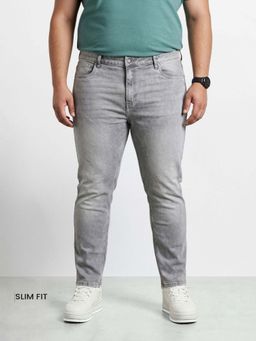 The Indian Garage Co - Grey Solid/Plain Slim Jeans