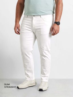The Indian Garage Co - White Solid/Plain Slim Jeans