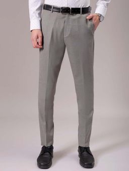 The Indian Garage Co - Grey Solid/Plain Mid Waist Trouser