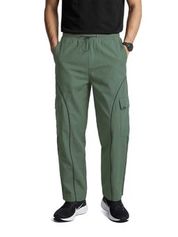 The Indian Garage Co - Olive Solid/Plain Mid Waist Cargo Pant