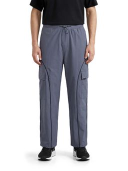 The Indian Garage Co - Grey Solid/Plain Mid Waist Cargo Pant