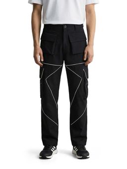 The Indian Garage Co - Black Solid/Plain Mid Waist Cargo Pant