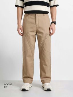 The Indian Garage Co - Khaki Textured Mid Waist Cargo Pant