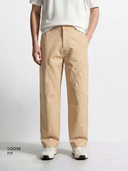 The Indian Garage Co - Khaki Textured Mid Waist Cargo Pant