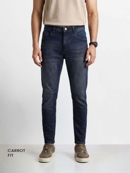 The Indian Garage Co - Blue Solid/Plain Mid Waist Jeans