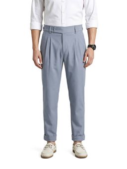 The Indian Garage Co - Blue Solid/Plain Mid Waist Trouser