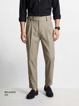 The Indian Garage Co - Green Solid/Plain Mid Waist Trouser