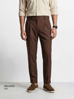 The Indian Garage Co - Brown Solid/Plain Mid Waist Trouser