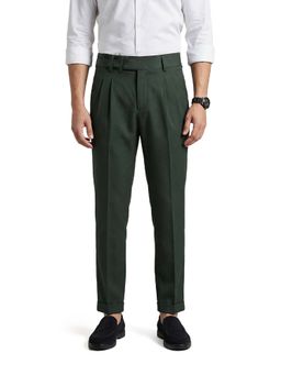The Indian Garage Co - Green Solid/Plain Mid Waist Trouser