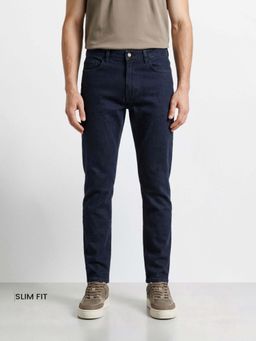 The Indian Garage Co - Blue Solid/Plain Mid Waist Jeans