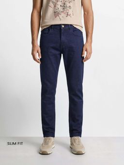 The Indian Garage Co - Blue Solid/Plain Mid Waist Jeans