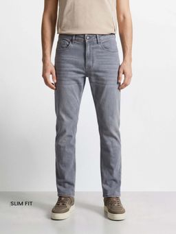 The Indian Garage Co - Grey Solid/Plain Mid Waist Jeans