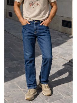 The Indian Garage Co - Blue Solid/Plain Mid Waist Jeans