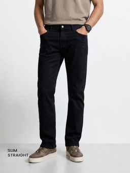 The Indian Garage Co - Black Solid/Plain Mid Waist Jeans