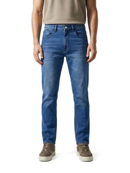 The Indian Garage Co - Blue Solid/Plain Mid Waist Jeans