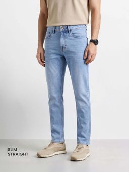 The Indian Garage Co - Blue Solid/Plain Mid Waist Jeans
