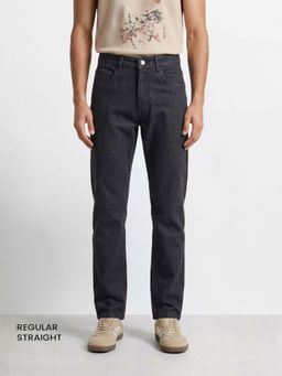 The Indian Garage Co - Black Solid/Plain Mid Waist Jeans