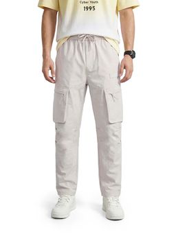 The Indian Garage Co - White Solid/Plain Mid Waist Cargo Pant