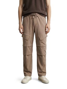 The Indian Garage Co - Brown Solid/Plain Mid Waist Cargo Pant