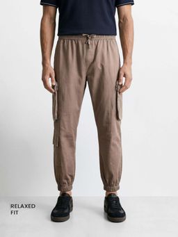 The Indian Garage Co - Brown Solid/Plain Mid Waist Joggers