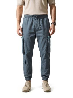 The Indian Garage Co - Blue Solid/Plain Mid Waist Joggers