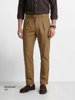 The Indian Garage Co - Brown Solid/Plain Mid Waist Trouser