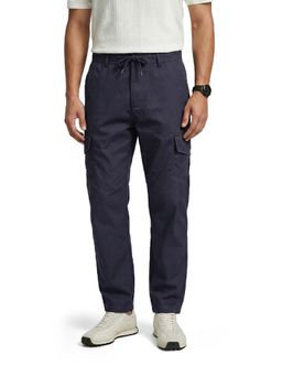 The Indian Garage Co - Blue Solid/Plain Mid Waist Cargo Pant