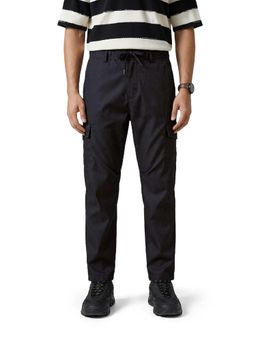 The Indian Garage Co - Black Solid/Plain Mid Waist Cargo Pant