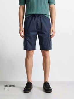 The Indian Garage Co - Blue Solid/Plain Mid Waist Shorts