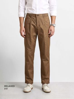 The Indian Garage Co - Brown Solid/Plain Mid Waist Trouser