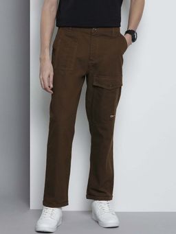 The Indian Garage Co - Brown Solid/Plain Mid Waist Cargo Pant